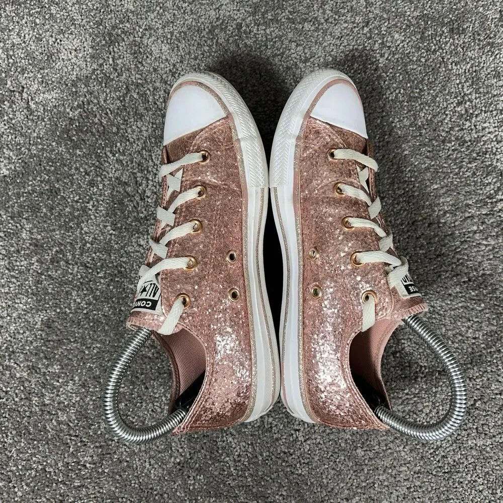 Converse Chuck Taylor All Star Low GS Youth Sz 3 Dusk Pink Glitter Casual Shoes